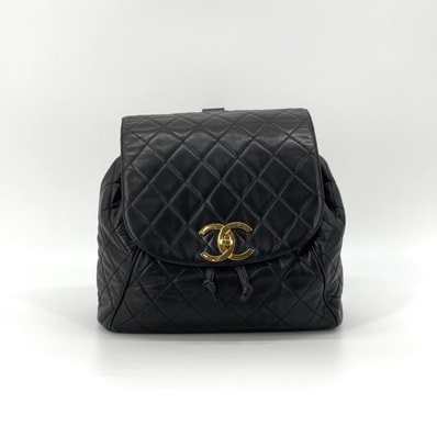 CHANEL(シャネル) ヴィンテージ マトラッセ ラムスキン ゴールド金具 3番台 リュック・デイパック ブラック