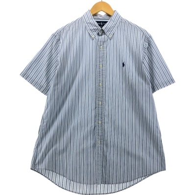 古着 ラルフローレン Ralph Lauren CUSTOM FIT マルチストライプ 半袖 ボタンダウン ストライプシャツ メンズL相当/eaa555142