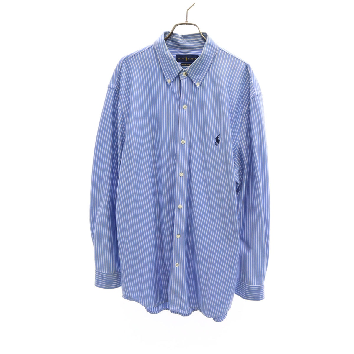 RALPH LAUREN ラルフローレン ストライプ柄 長袖 ボタンダウンシャツ L ブルー