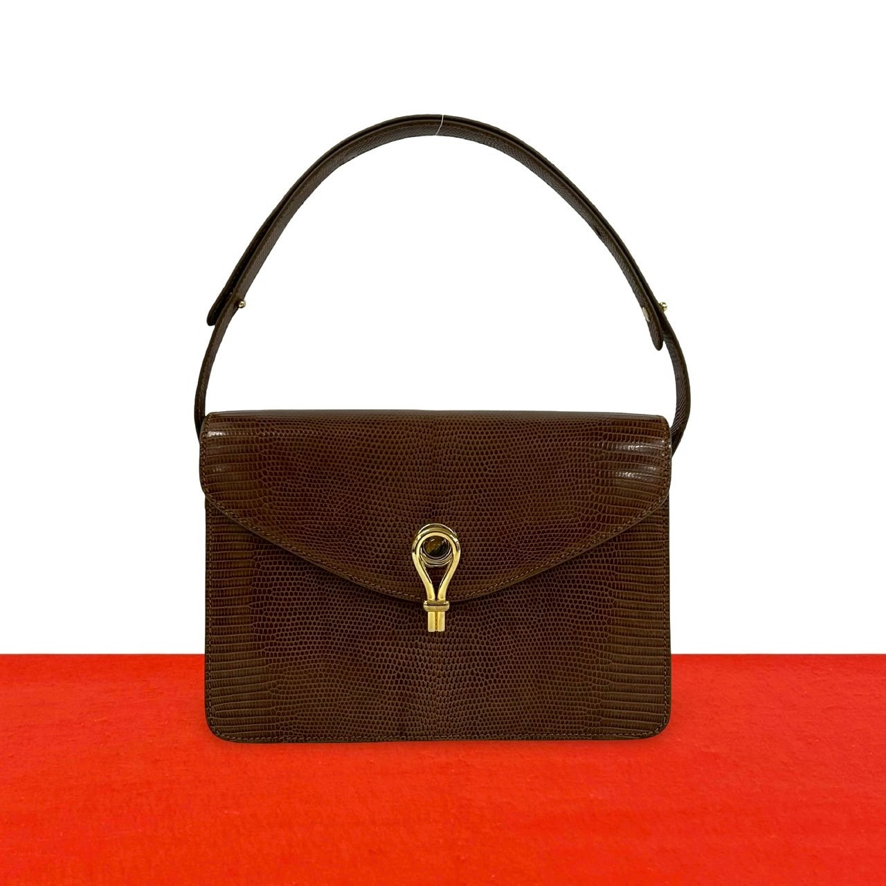 GUCCI グッチ タイガーアイ 金具 レザー ショルダーバッグ ブラウン
 56355