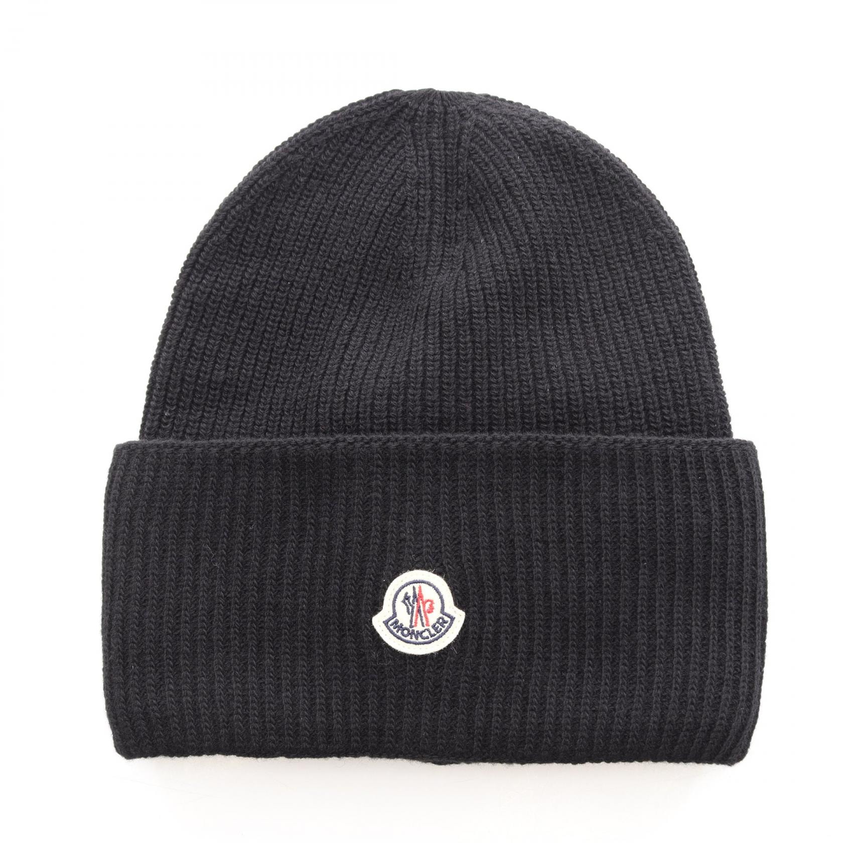 モンクレール MONCLER ロゴワッペン ニットキャップ ニットキャップ 帽子 ウール レディース ブラック系 K20933B00032999F 【新品】