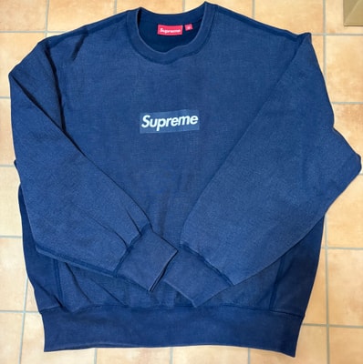 Supreme Washed Box Logo Crewneck "Navy"