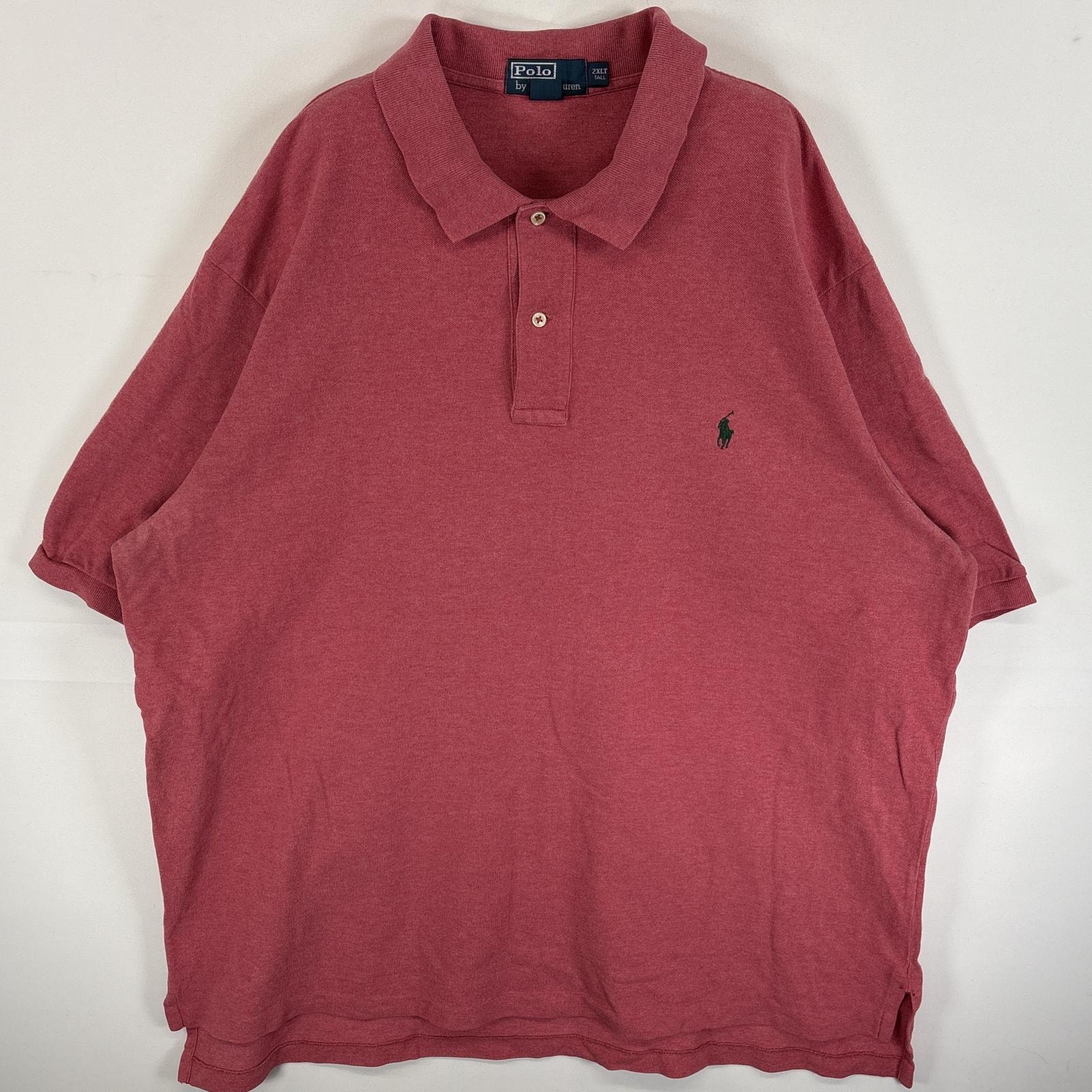 古着 90's/90年代 ポロバイラルフローレン Polo by Ralph Lauren 半袖 ポロシャツ ワンポイント ロゴ 刺繍 大きいサイズ カラーシャツ 2XLT  ピンク系 無地 メンズ