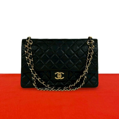 CHANEL シャネル マトラッセ ココマーク ダブルフラップ ラムスキン ショルダーバッグ ブラック
35901