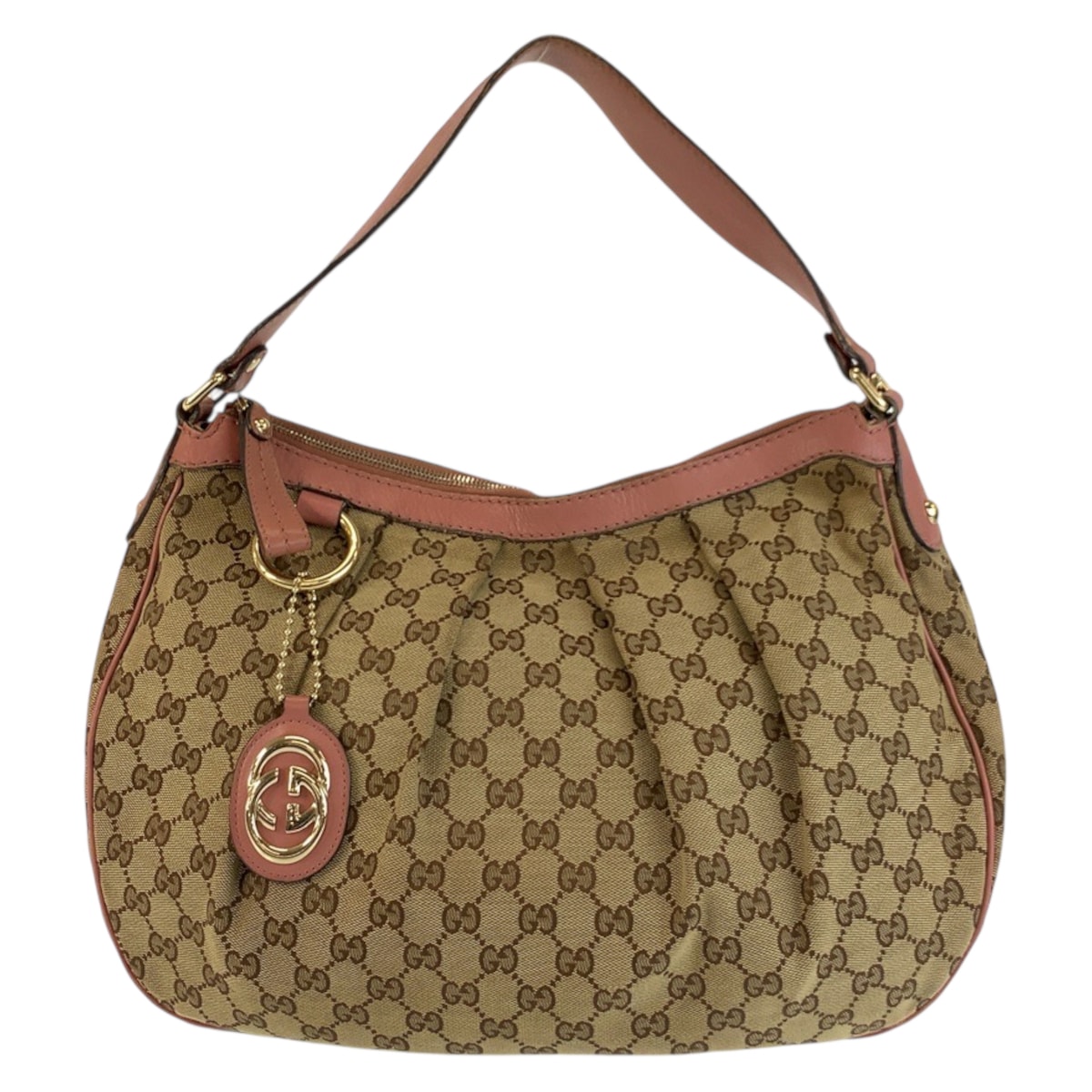GUCCI グッチ スーキー ベージュ ピンク ゴールド金具 GGキャンバス レザー/ ショルダーバッグ 602173 【中古】