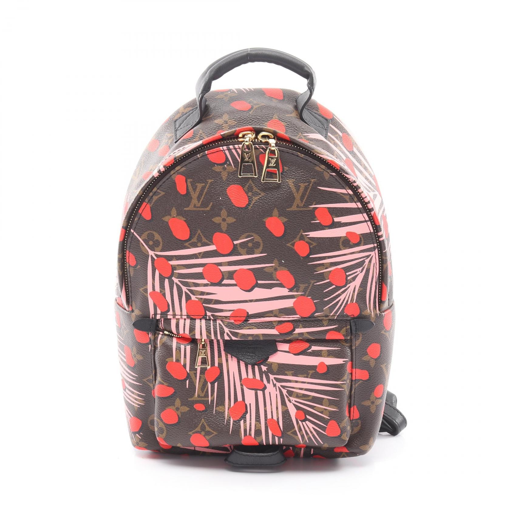 ルイ・ヴィトン LOUIS VUITTON パームスプリングスPM シュガーピンクポピー リュックサック バックパック バッグ PVCコーティングキャンバス レザー モノグラム・ジャングルドット ピンク レディース ブラウン系