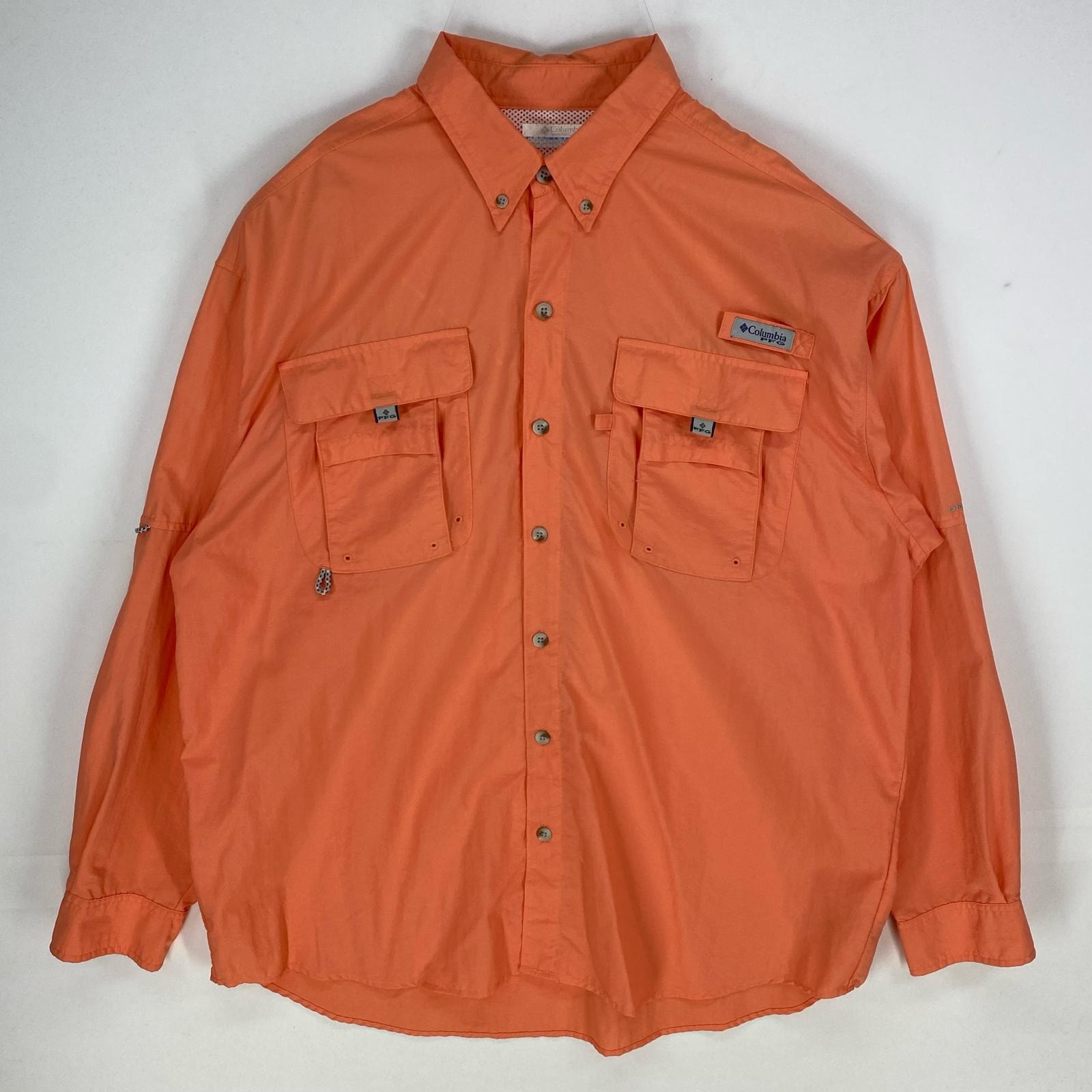 古着 コロンビア Columbia 長袖シャツ ボタンダウン PFGシャツ フィッシングシャツ アウトドア L  ピンク系 メンズ