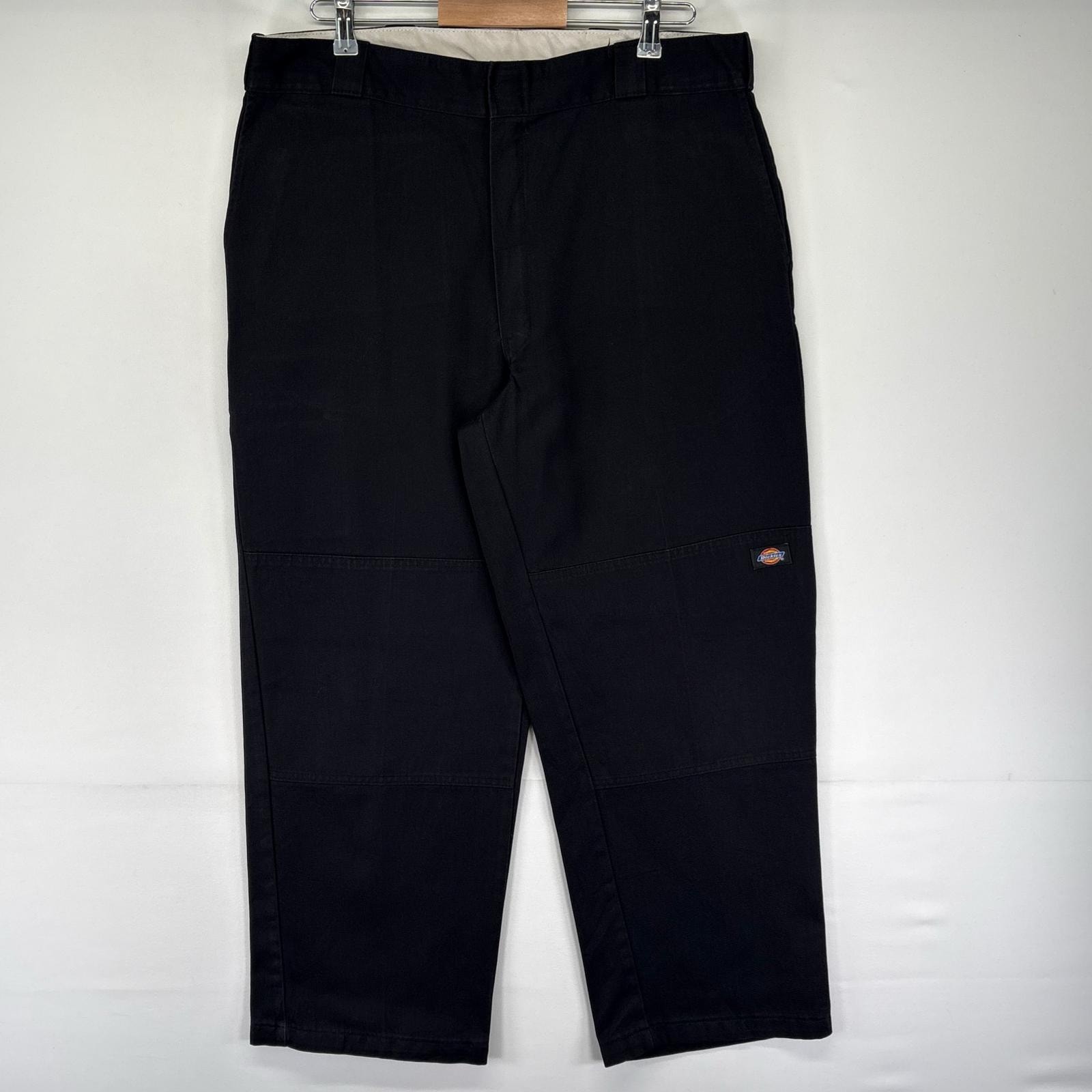 古着 ディッキーズ Dickies パンツ ワークパンツ ジッパーフライ ダブルニー サイドポケット W38 L30  ブラック系 メンズ