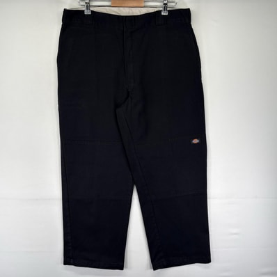 古着 ディッキーズ Dickies パンツ ワークパンツ ジッパーフライ ダブルニー サイドポケット W38 L30 ブラック系 メンズ