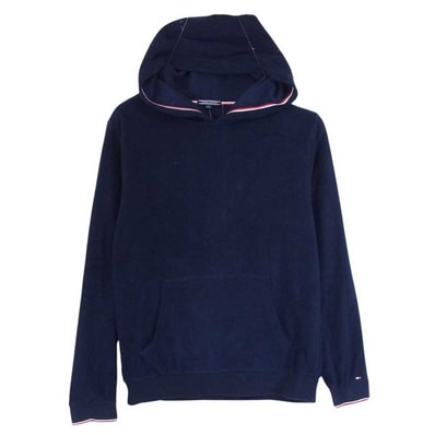 TOMMY HILFIGER トミーヒルフィガー パーカー フリース フーディ パーカー ネイビー系 S【中古】