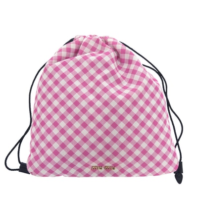 ミュウミュウ 5NG005 巾着ポーチ ギンガムチェック ナイ