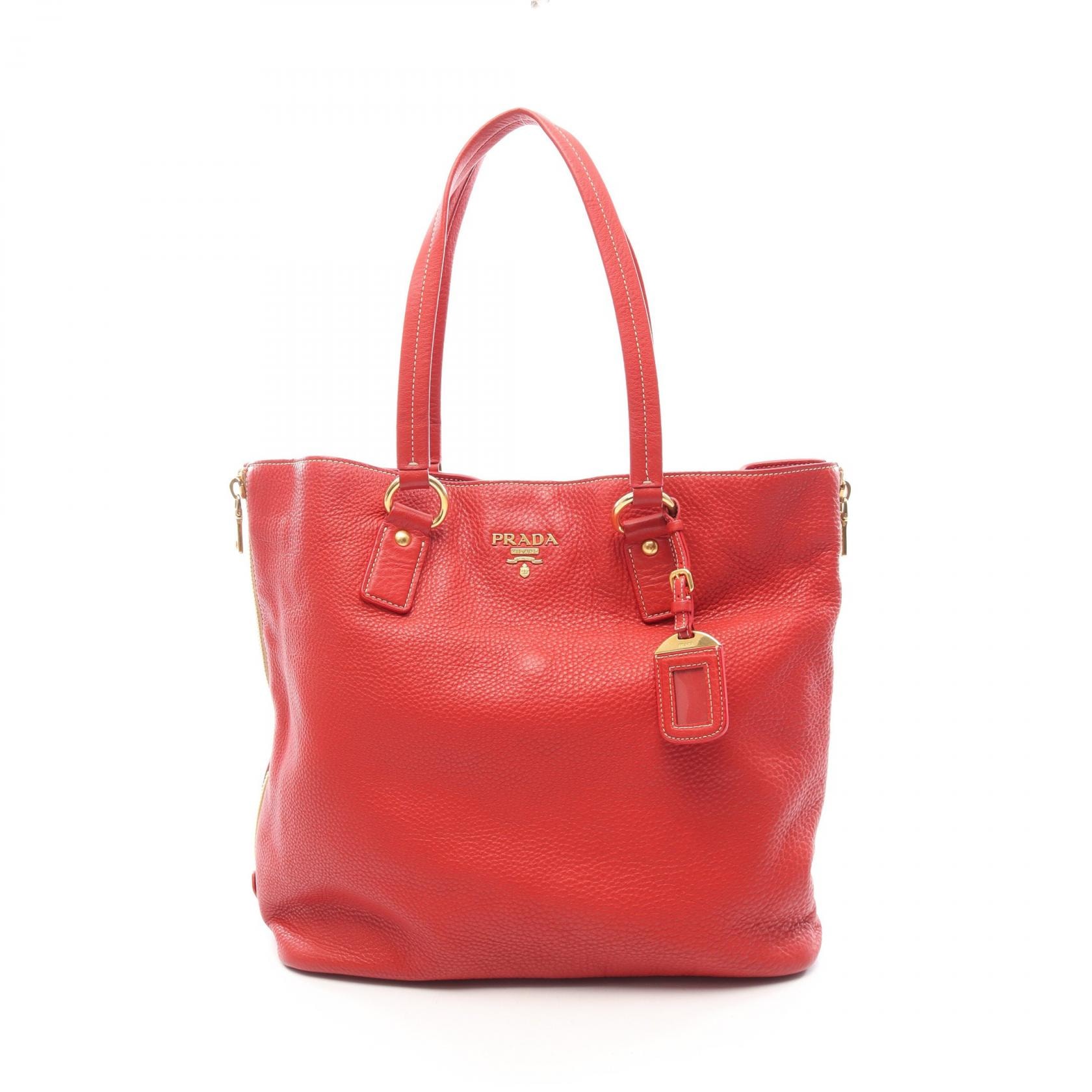プラダ PRADA ヴィッテロダイノ トートバッグ バッグ レザー レディース レッド系 【中古】