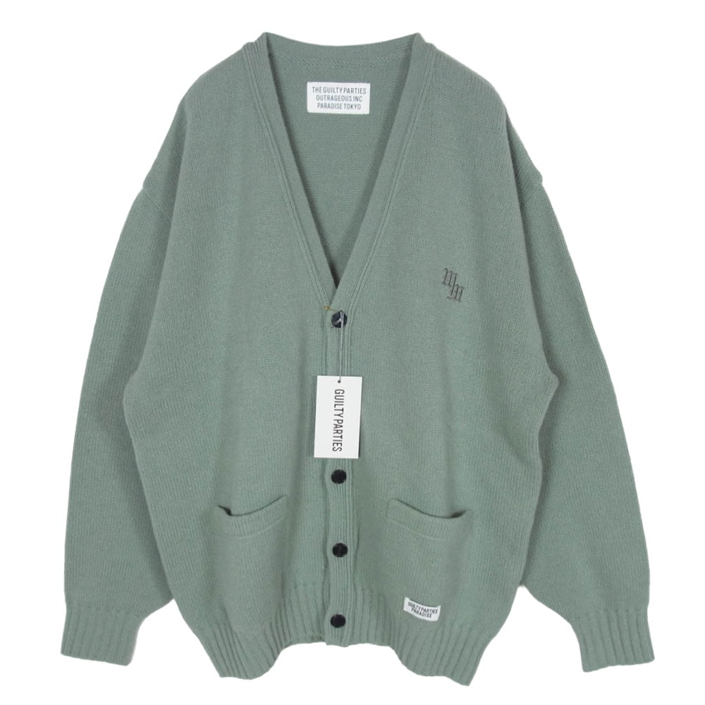 WACKO MARIA ワコマリア カーディガン 22AW 22FW-WMK-KN04 Classic Knit Cardigan クラシック ウール ニット カーディガン MINT M【極上美品】【中古】
