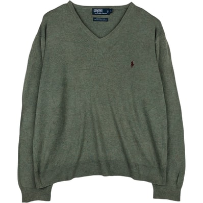 古着 ラルフローレン Ralph Lauren POLO by Ralph Lauren Vネック ピマコットンニットセーター メンズL相当/eaa637195