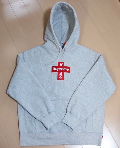 Supreme Cross Box Logo Hooded Sweatshirt "Grey"