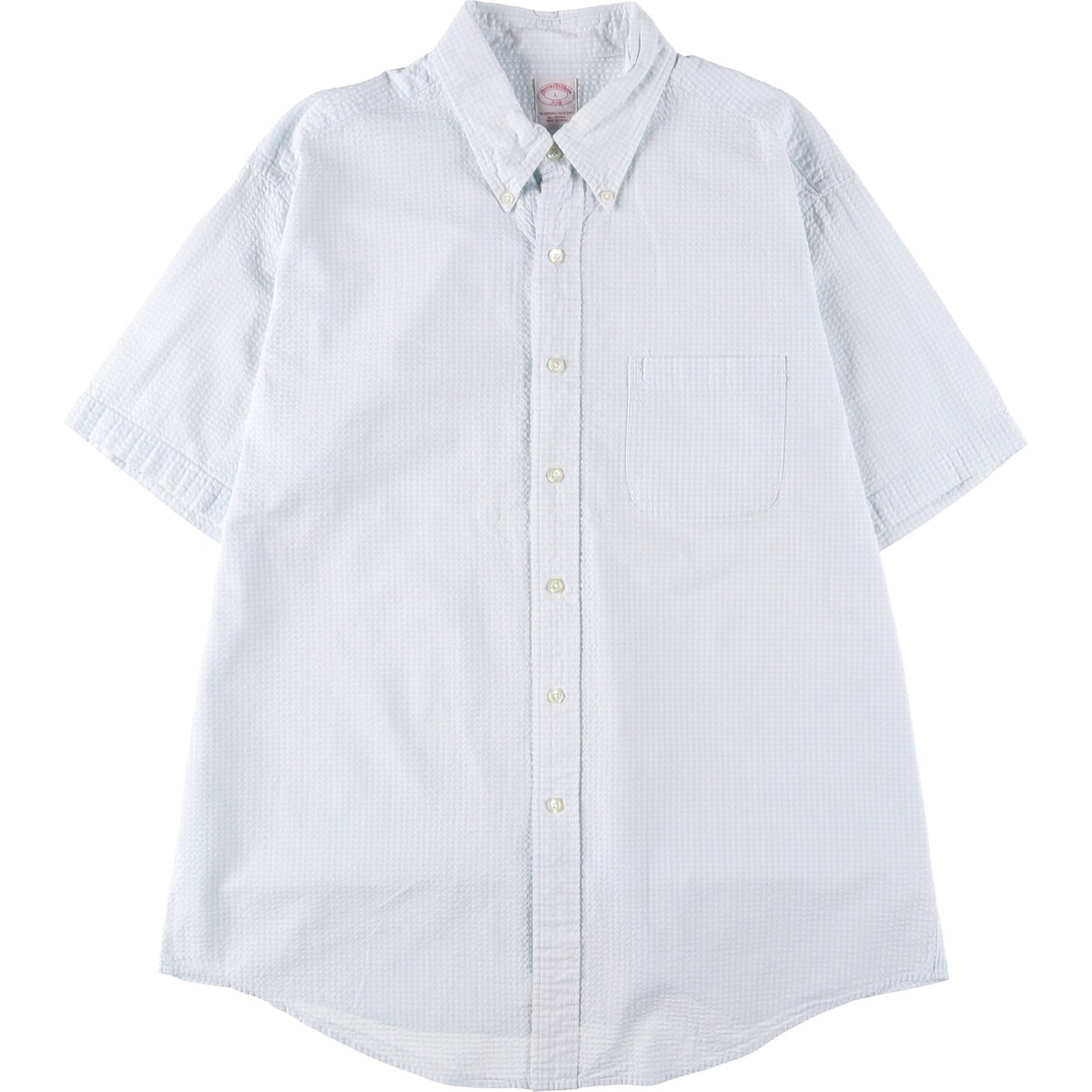 古着 ブルックスブラザーズ Brooks Brothers 346 ギンガムチェック シアサッカー 半袖 ボタンダウン チェックシャツ メンズL相当/eaa560425