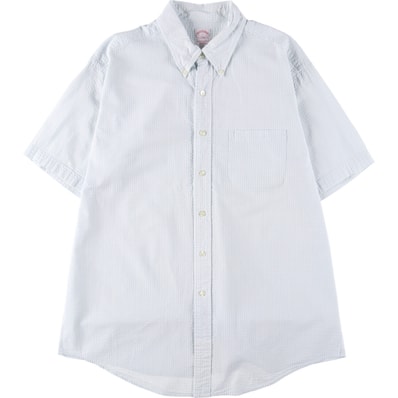 古着 ブルックスブラザーズ Brooks Brothers 346 ギンガムチェック シアサッカー 半袖 ボタンダウン チェックシャツ メンズL相当/eaa560425