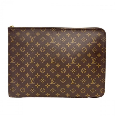 LOUIS VUITTON ルイヴィトン クラッチバッグ モノグラム ポッシュ・ドキュマン セカンドバッグ M53456 モノグラムキャンバス ブラウン 茶 ゴールド金具 メンズ【中古品】