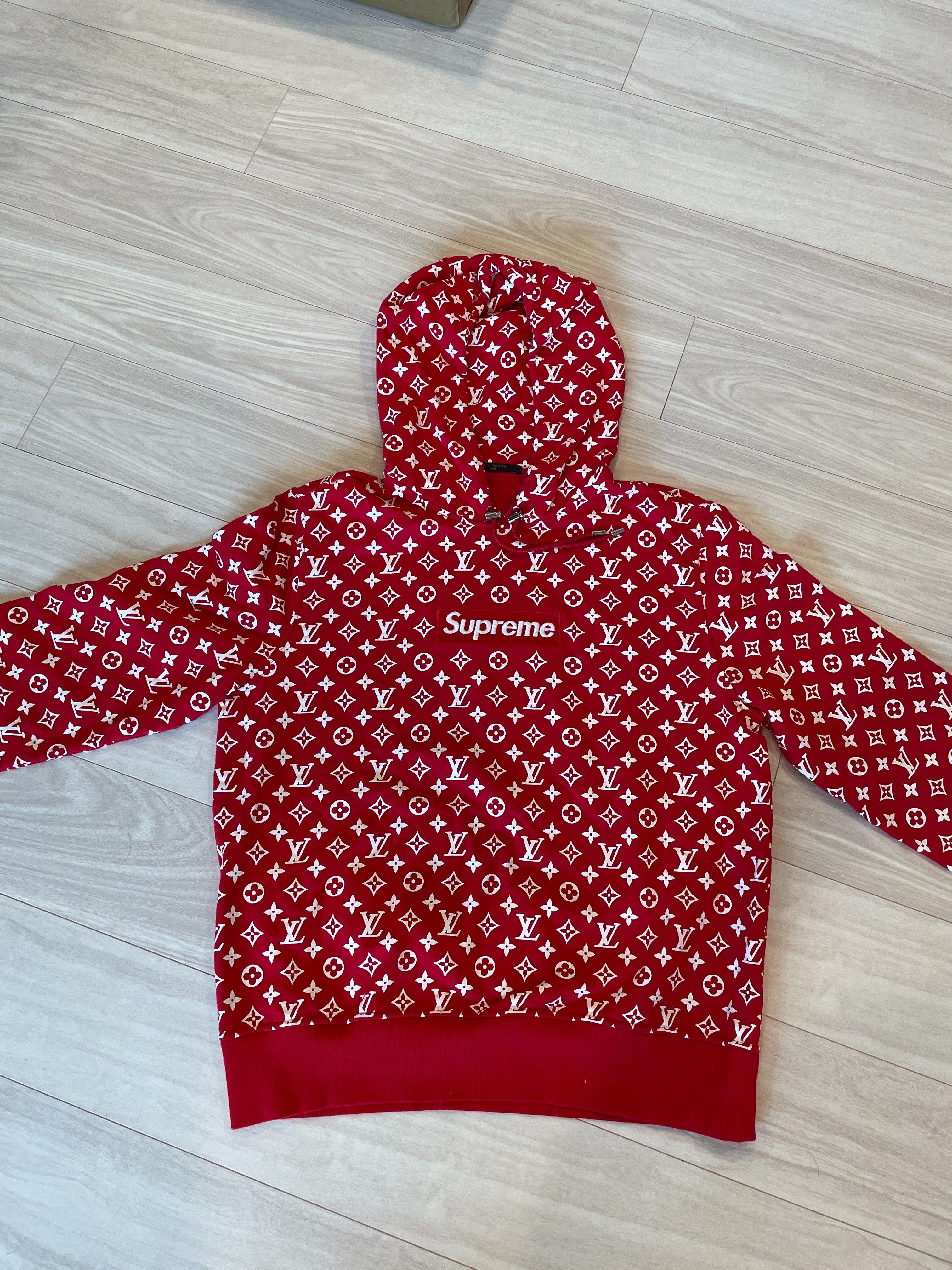 Supreme / Louis Vuitton Box Logo Hooded Sweatshirt "Red"