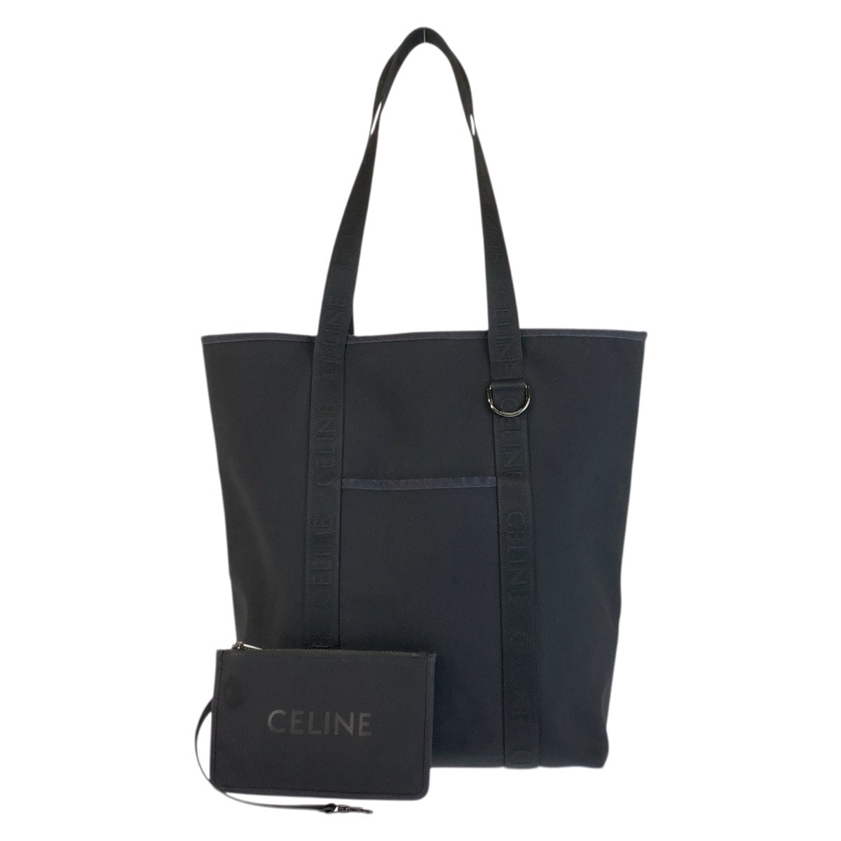 美品 CELINE セリーヌ バーティカル カバ ブラック 黒 キャンバス トートバッグ ショルダーバッグ 600646 【中古】