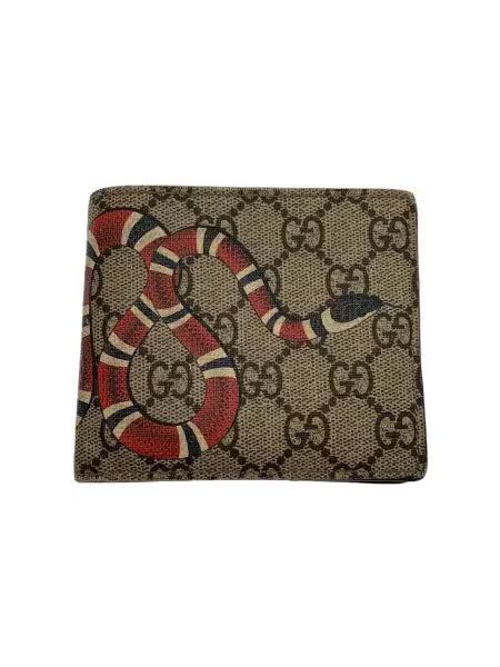 GUCCI Kingsnake Print GG Supreme Coin Wallet "Beige/Ebony"