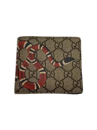 GUCCI Kingsnake Print GG Supreme Coin Wallet "Beige/Ebony"