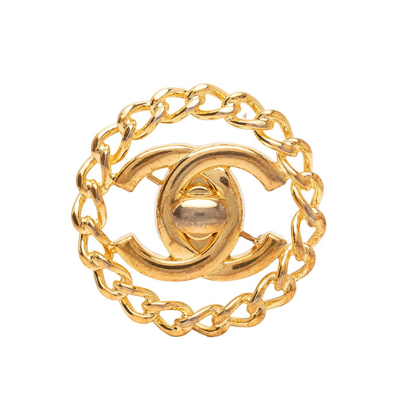 シャネル ココマーク ターンロック チェーン モチーフ ヴィンテージ ブローチ 97A ゴールド メッキ GP レディース CHANEL 【中古】