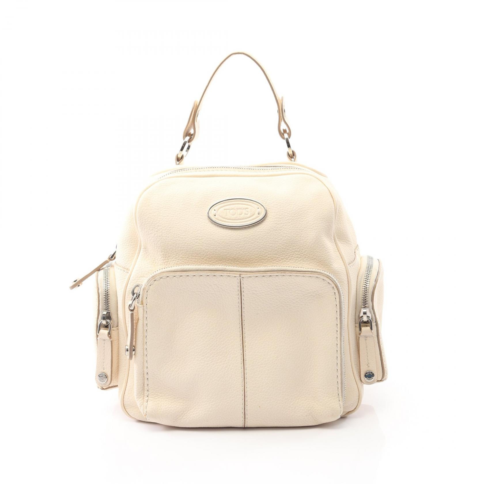 トッズ TOD'S リュックサック バックパック バッグ レザー レディース ホワイト系 【中古】
