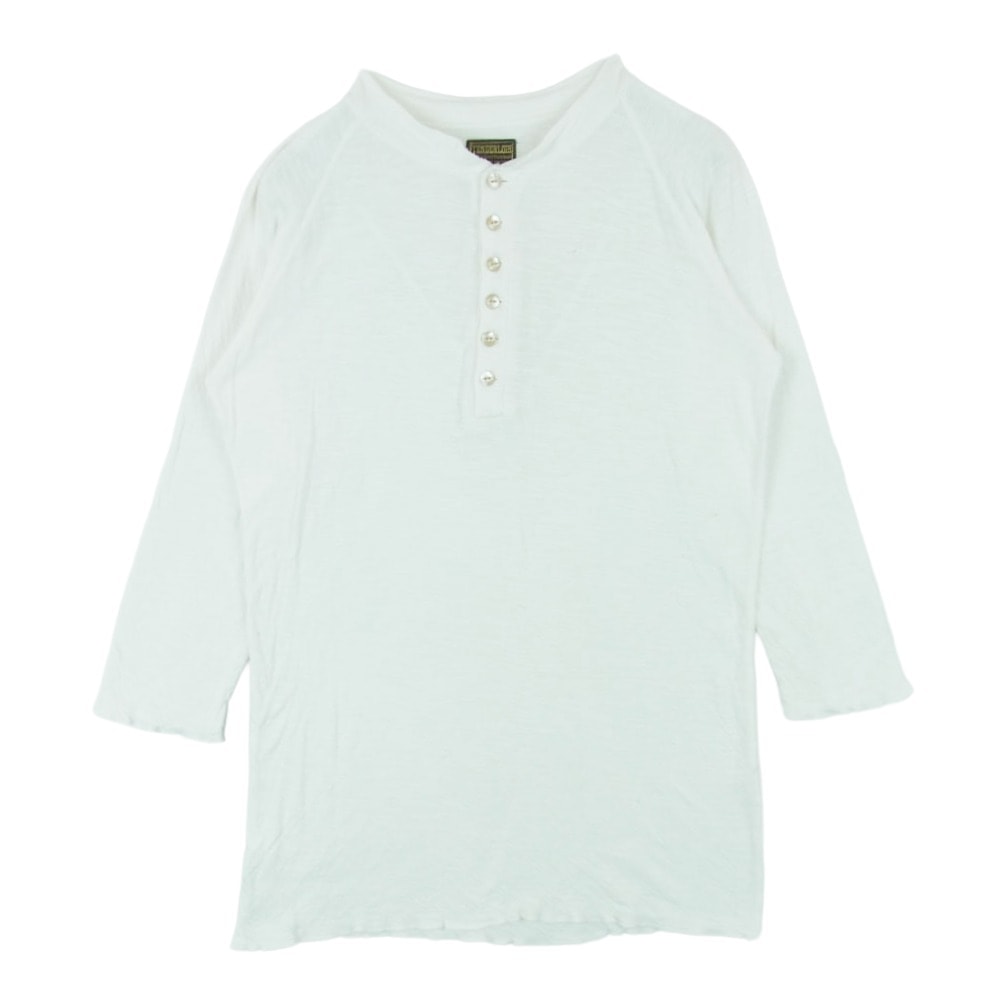 TENDERLOIN テンダーロイン T-HENRY ヘンリーネック コットン 七分袖 カットソー ホワイト系 オフホワイト系 S【中古】