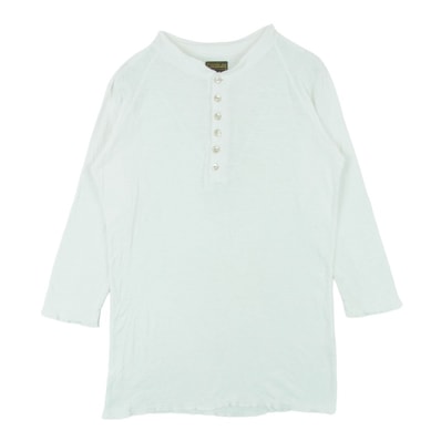 TENDERLOIN テンダーロイン T-HENRY ヘンリーネック コットン 七分袖 カットソー ホワイト系 オフホワイト系 S【中古】