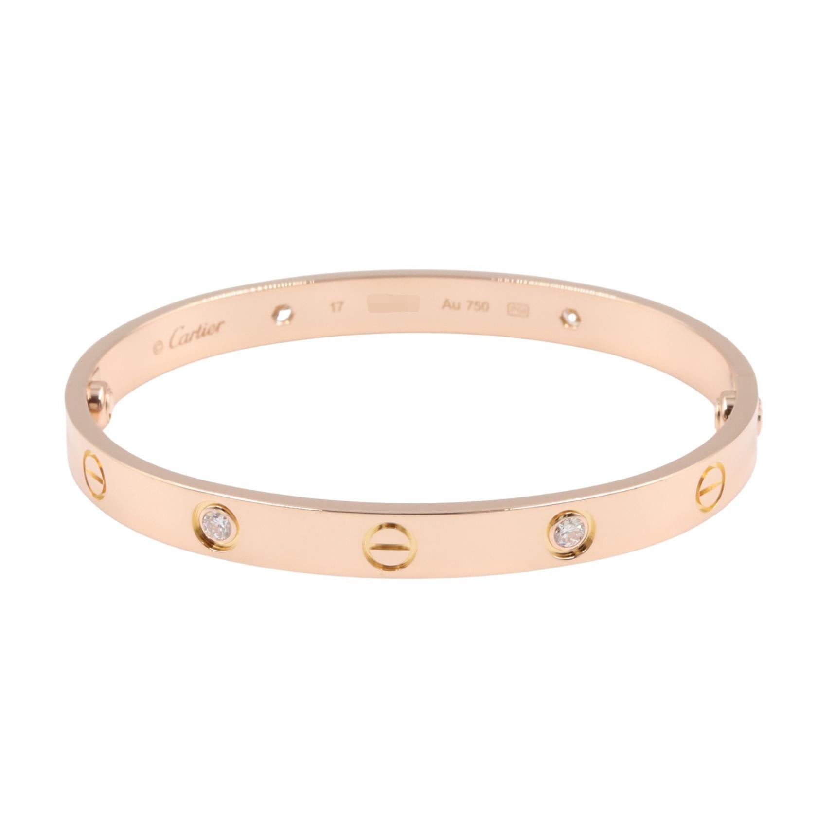 カルティエ CARTIER ラブブレス 4PD ブレスレット アクセサリー K18PG(ピンクゴールド) ダイヤモンド レディース ゴールド系 / クリア系 B6036017 【中古】
