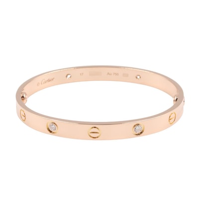 カルティエ CARTIER ラブブレス 4PD ブレスレット アクセサリー K18PG(ピンクゴールド) ダイヤモンド レディース ゴールド系 / クリア系 B6036017 【中古】