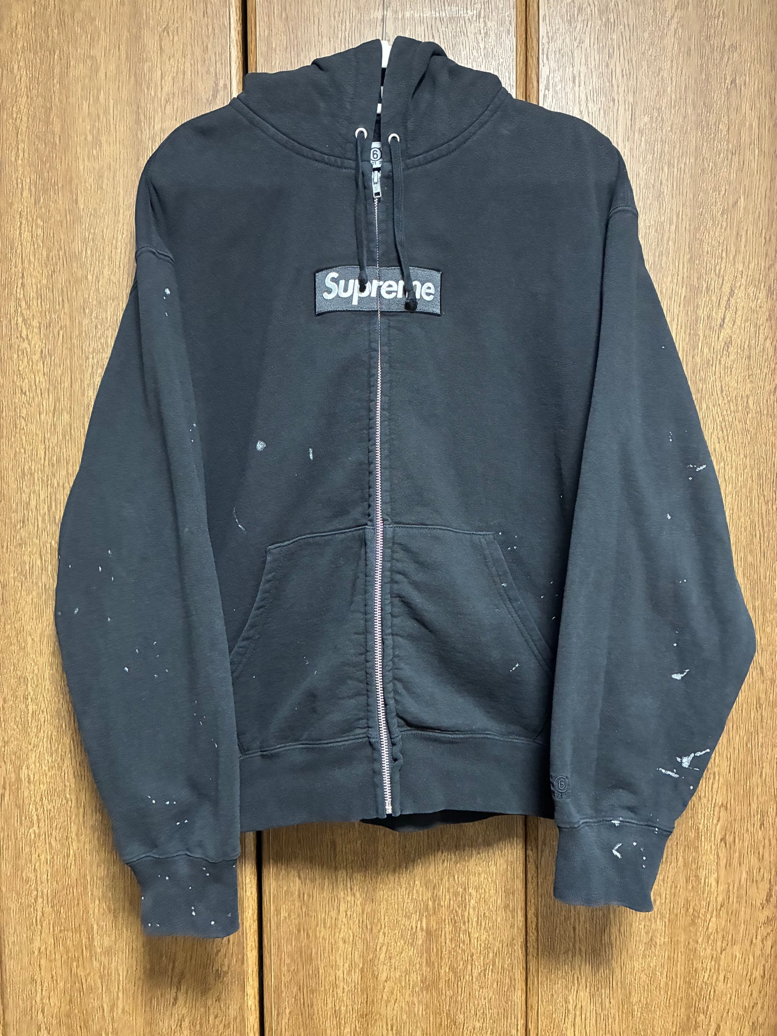 Supreme x MM6 Maison Margiela Box Logo Zip Up Hooded Sweatshirt "Black"