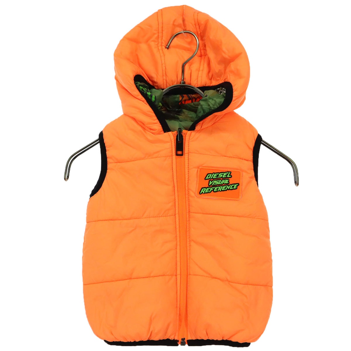 DIESEL ディーゼル ワンポイントロゴ ノースリーブ 中綿ベスト 24M オレンジ フーディー