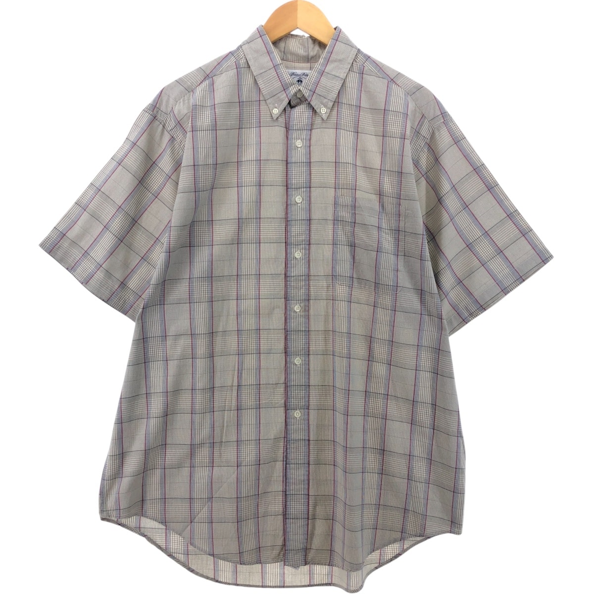 古着 ブルックスブラザーズ Brooks Brothers SPORT SHIRT 半袖 ボタンダウン チェックシャツ USA製 メンズL相当/eaa554511