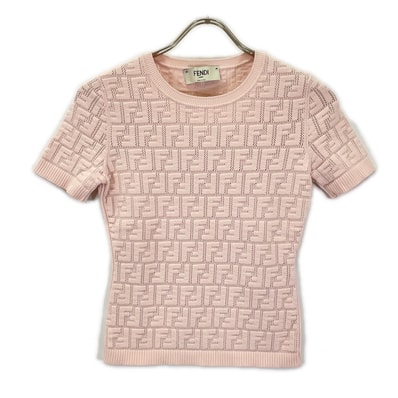 フェンディ FZX814 AJTL ピンク ズッカ柄 半袖ニット 38