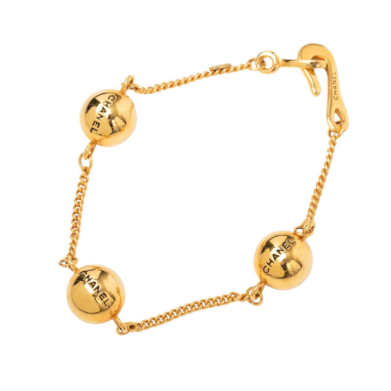 シャネル ロゴ ボール ブレスレット ゴールド メッキ レディース CHANEL 【中古】