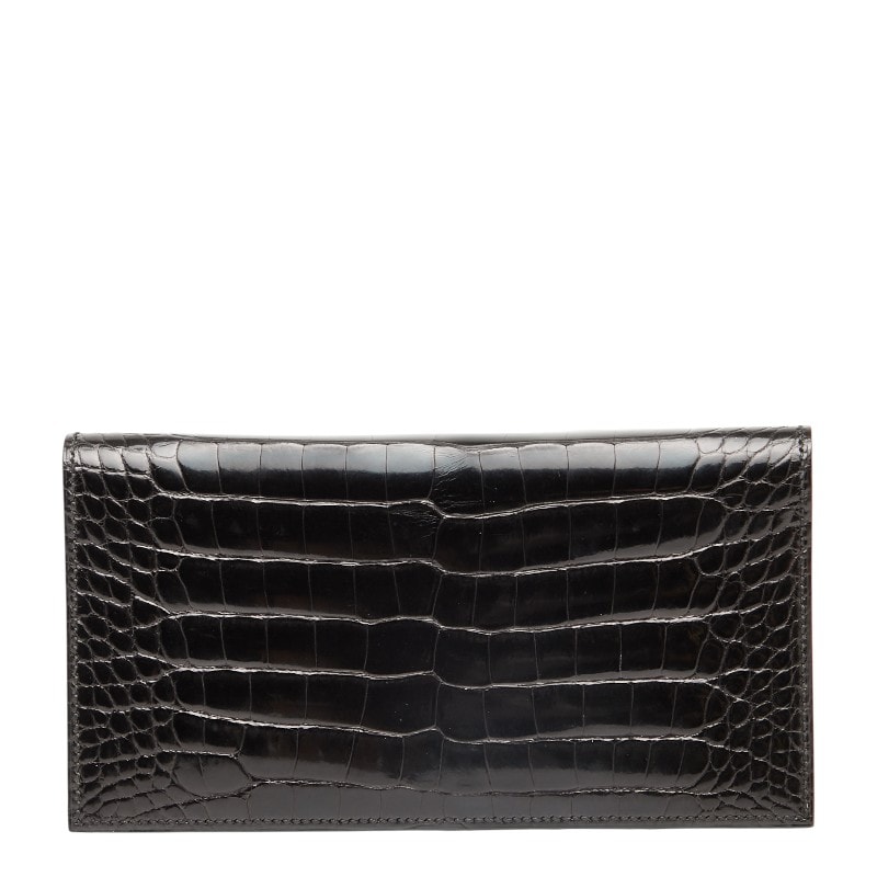 エルメス MC2フレミング 長財布 ブラック アリゲーター レディース HERMES 【中古】