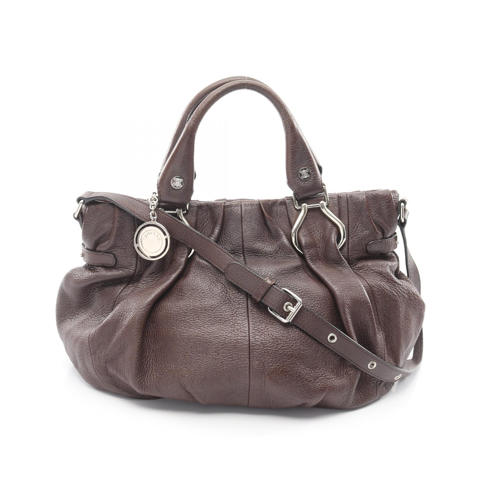 セリーヌ CELINE ピロー スモール 2WAY ショルダーバッグ バッグ レザー レディース ブラウン系 【中古】