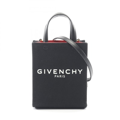ジバンシィ GIVENCHY Gトート ミニ バーティカル ハンドバッグ バッグ キャンバス レザー レディース ブラック系 BB50R9B1DR 【中古】