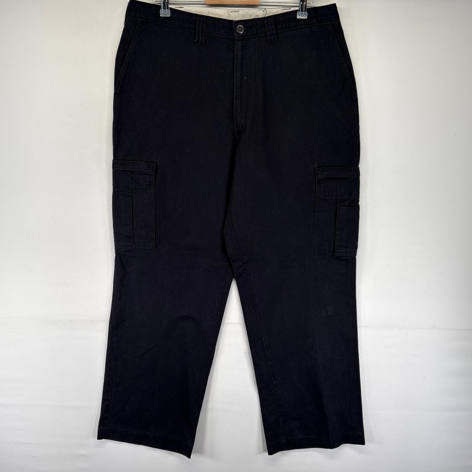 古着 ディッキーズ Dickies パンツ ワークパンツ カーゴ ワンポイントロゴ 大きいサイズ ジッパーフライ W38 L32  ブラック系 メンズ