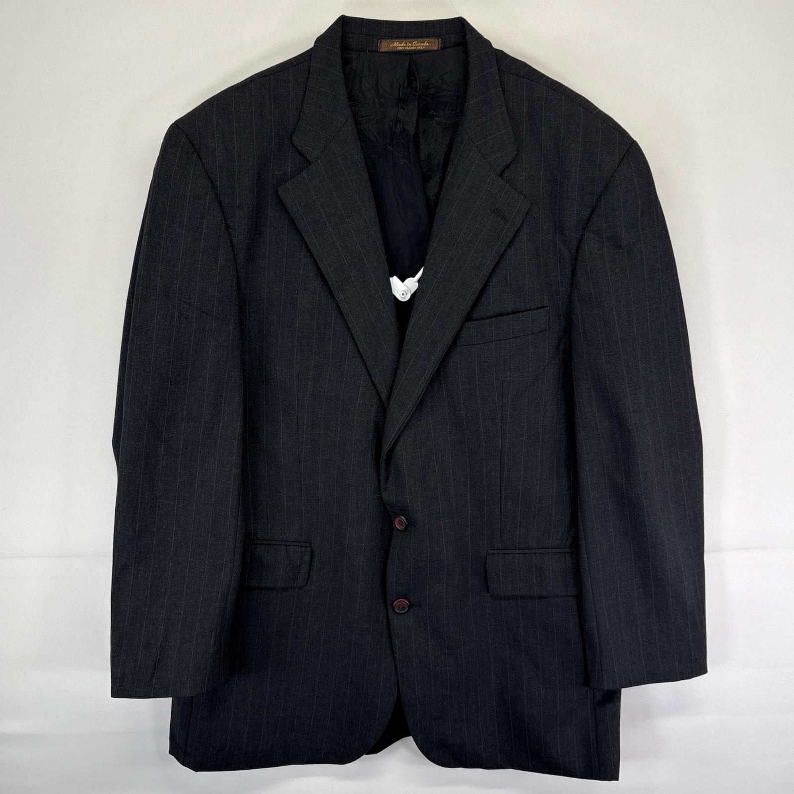 古着 ラルフローレン RALPH LAUREN テーラードジャケット スーツ ブレザー ストライプ 大きいサイズ 13200  ダークグレー系 メンズ