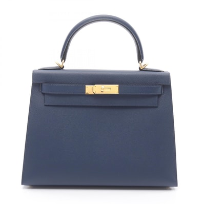 エルメス HERMES ケリー28 2WAY 外縫い ハンドバッグ バッグ レザー カーフ(牛革) ヴォーエプソン ヴォーエプソン ブルーニュイ W刻印(2024年製造) レディース ネイビー系 【中古】
