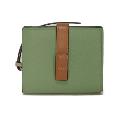 LOEWE ロエベ コンパクト ジップ ウォレット 現行 カーフ タン グレージュ パステル グリーン ブラウン トリオカラー 札入れ カードケース コインケース アナグラム ローズマリー 二つ折り財布 C660Z41X01
