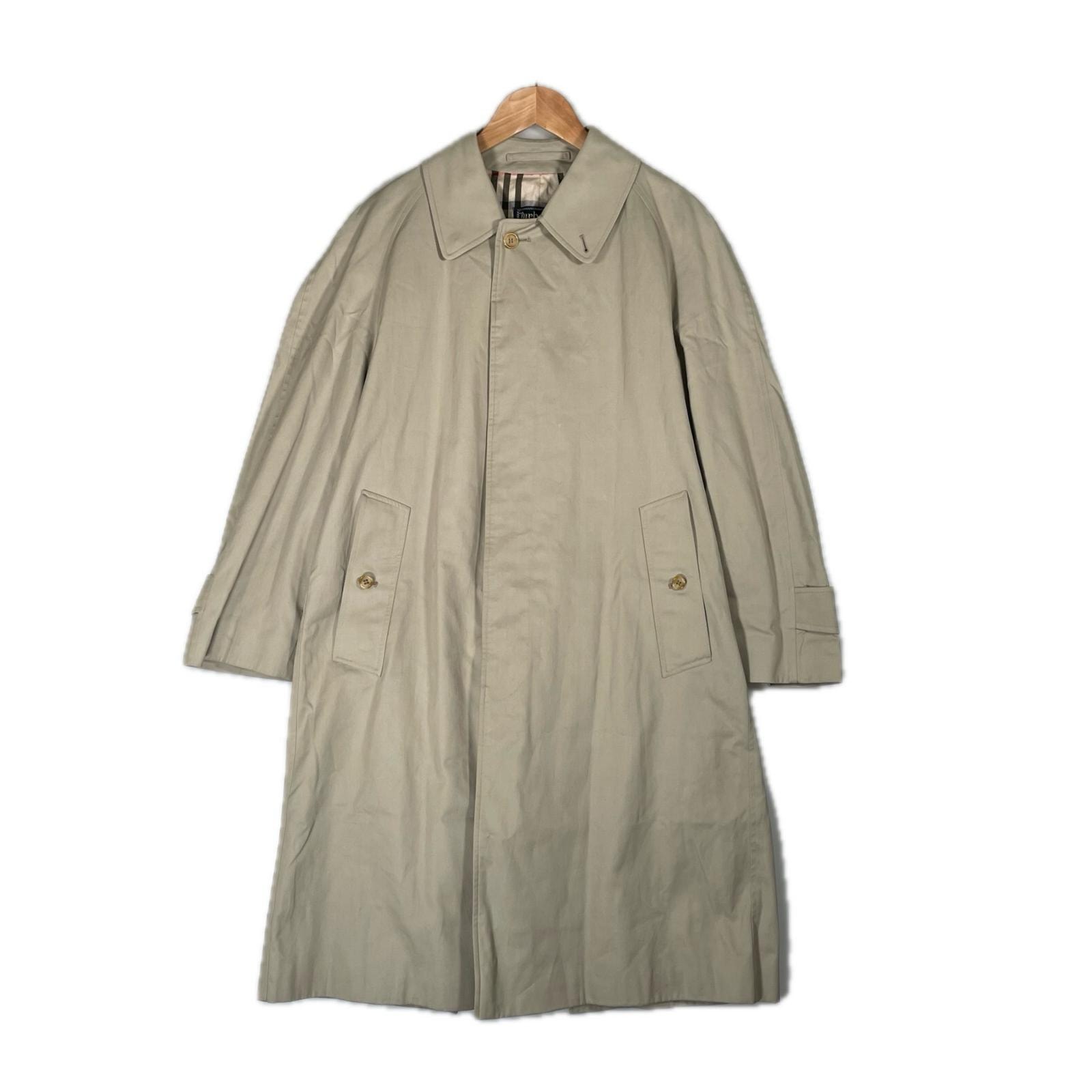 美品 BURBERRY バーバリー コットン100% C100 ノヴァチェック 秋冬 AW ステンカラーコート コットン ベージュ メンズ【古着】【中古】