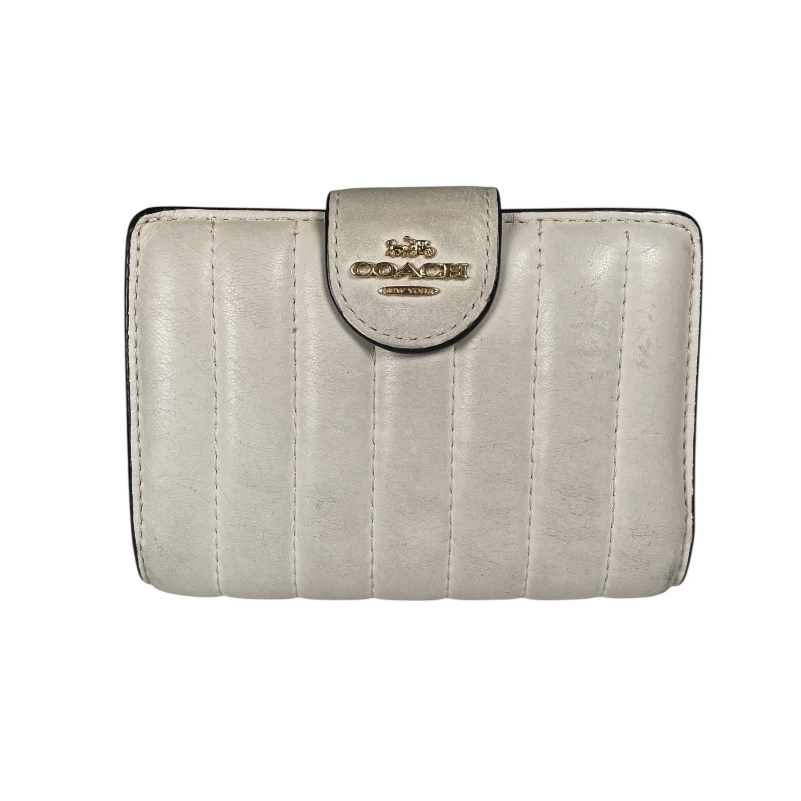 COACH コーチ C3454 二つ折り財布 レザー ホワイト レディース【中古】
