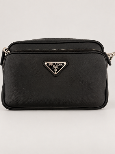 PRADA Saffiano Leather Shoulder Bag "Black"