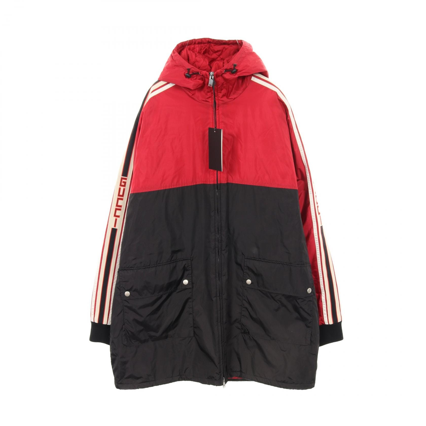 グッチ GUCCI 中綿ジャケット ナイロンジャケット 衣料品 アウター ナイロン メンズ レッド系 / ブラック系 【中古】