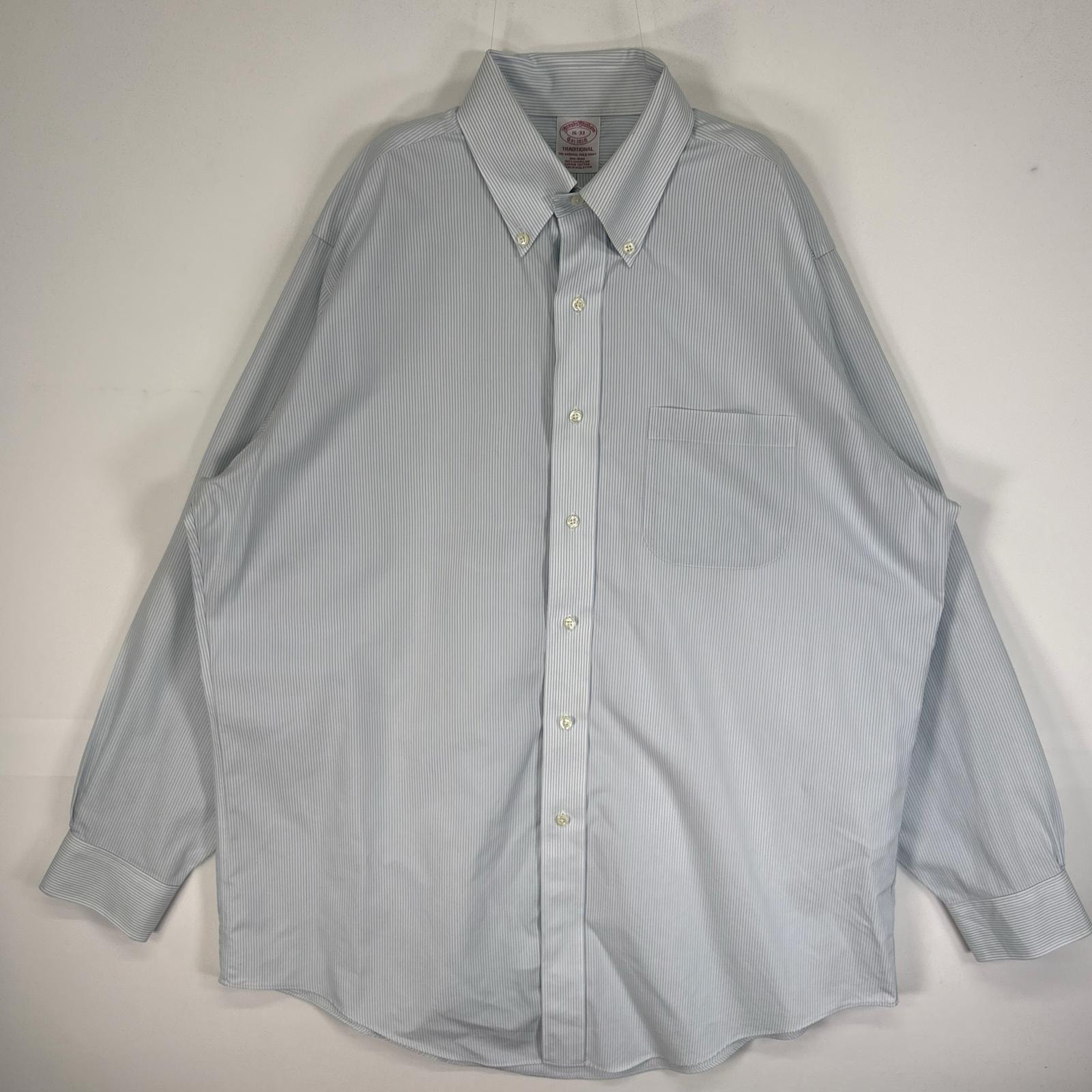 古着 ブルックスブラザーズ Brooks Brothers 長袖シャツ 胸ポケ TRADITIONAL ボタンダウン L  水色系 ストライプ メンズ