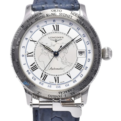 ロンジン LONGINES L2.610.4 リンドバーグ アワーアングル ホワイト/シルバー 自動巻き メンズ 保証書付き 腕時計 M#148711